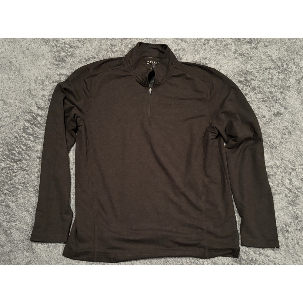 Orvis 1/4 Zip Mens Medium Gray Quarter Zip Pullover Logo Outdoor Camping Fishing